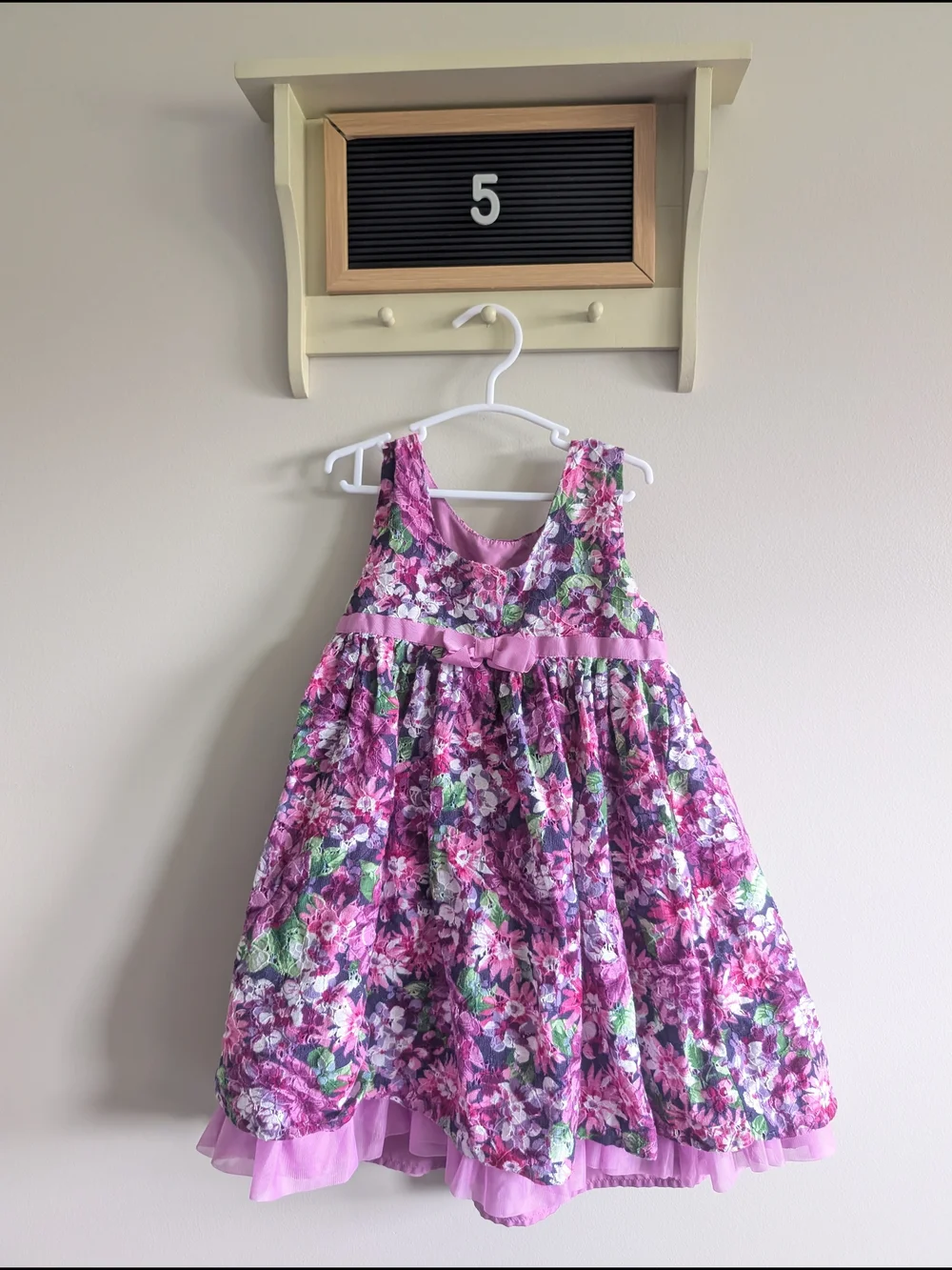 Gymboree Purple and Pink Floral Party Dress with Ribbon